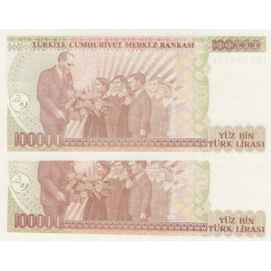 Turkey, 100.000 Lira, 1996, UNC, 7/3. Emission, p205c, I90 last prefix, (Total 2 banknotes)