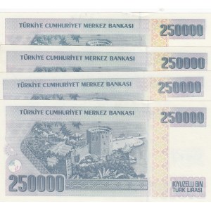 Turkey, 250.000 Lira, 1998, UNC, 7/3. Emission, p211, (Total 4 banknotes)