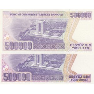 Turkey, 500.000 Lira, 1997, UNC, 7/4. Emission, p212, H01 and M01 first prefix, (Total 2 banknotes)