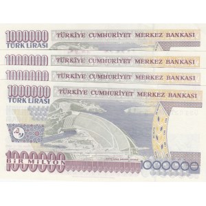 Turkey, 1.000.000 Lira, 2002, UNC, 7/3. Emission, p209c, (Total 4 banknotes)