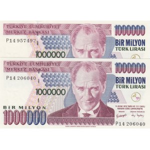 Turkey, 1.000.000 Lira, 2002, UNC, 7/3. Emission, p209c, (Total 3 banknotes)