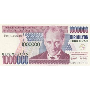 Turkey, 1.000.000 Lira, 2002, UNC, 7/3. Emission, p209c, U01 first prefix