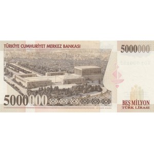 Turkey, 5.000.000 Lira, 1997, UNC, 7/1. Emission, p210b, K01, Low Serial number