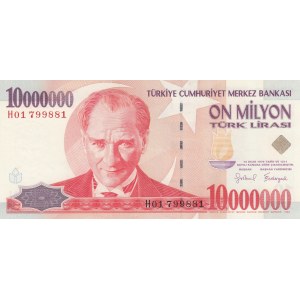 Turkey, 10.000.000 Lira, 1999, UNC, 7/1. Emission, p214, H01 first prefix
