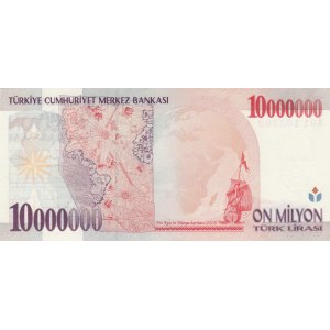 Turkey, 10.000.000 Lira, 1999, UNC, 7/1. Emission, p214, A01 first prefix