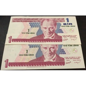 Turkey, 1 New Turkish Lira, 2005, UNC, 8/1. Emission, p216, A01 first prefix and A79 last prefix, (Total 2 banknotes)