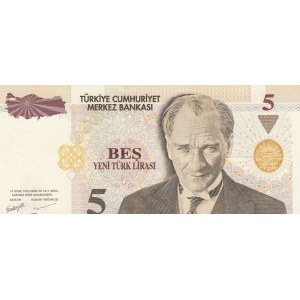 Turkey, 5 New Turkish Lira, 2005, UNC, 8/1. Emission, p217, RADAR