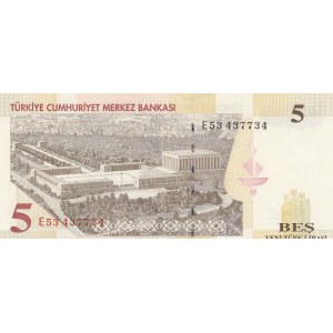 Turkey, 5 New Turkish Lira, 2005, UNC, 8/1. Emission, p217, RADAR