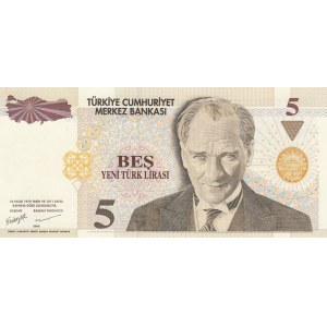 Turkey, 5 New Turkish Lira, 2005, UNC, 8/1. Emission, p217, RADAR
