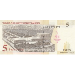 Turkey, 5 New Turkish Lira, 2005, UNC, 8/1. Emission, p217, RADAR