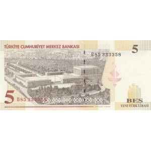 Turkey, 5 New Turkish Lira, 2005, UNC, 8. Emission, p217, RADAR