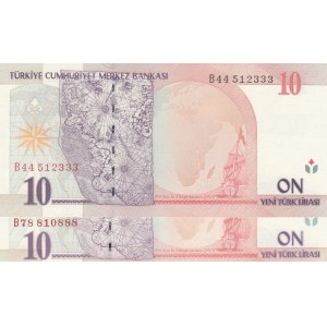 Turkey, 10 New Turkish Lira, 2005, UNC, 8. Emission, p218, (Total 2 banknotes)