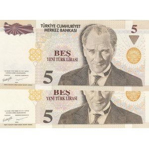 Turkey, 20 New Turkish Lira, 2005, UNC, 8/1. Emission, E01 first prefix and E90 last prefix set, (Total 2 banknotes)