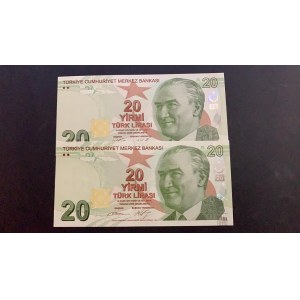 Turkey, 20 Lira, 2017, UNC, 8. Emission, p224, C001 and D001, (Total 2 banknotes)
