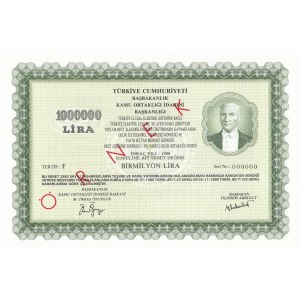 Turkey, Share Stock, 1.000.000 Lira, 1990, UNC, SPECIMEN