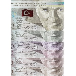 Turkey, 0 Euro, 2019, UNC, FANTASY BANKNOTE, Mustafa Kemal Atatürk, FOLDER, (Total 6 banknotes)