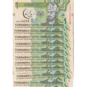 Turkmenistan, 1 Manat, 2017, UNC, p36, (Total 10 consecutive banknotes)