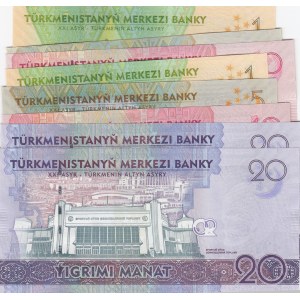 Turkmenistan, 1 Manat (2), 5 Manat (2), 10 Manat (2) and 20 Manat (2), 2002/2017, UNC, (Total 8 banknotes)