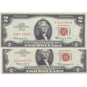 United States of America, 2 Dollars, 1963, UNC, p382a, p382b, (Total 2 banknotes)