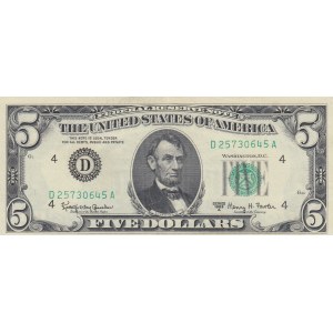 United States of America, 5 Dollars, 1963, AUNC (-), p383
