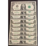 United States of America, 1 Dollar, 1969/1988, UNC, p449, p480, TWO SET OF VERY SPECIAL SERIAL NUMBERS, (Total 18 banknotes)