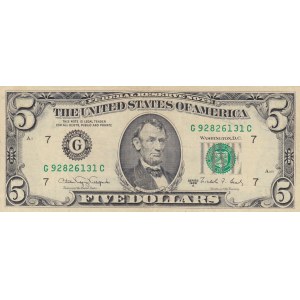United States Of America, 5 Dollars, 1988, XF (+), p481