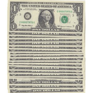 United States of America, 1 Dollar, 1999, UNC, p504, Low serial numbers, (Total 25 banknotes)