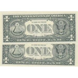 United States of America, 1 Dollar, 1999, UNC, p504, TWİN NUMBERS, (Total 2 bannotes)