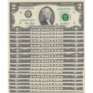 United States of America, 2 Dollars, 2003, UNC, p516b, Low serial numbers, (Total 20 banknotes)