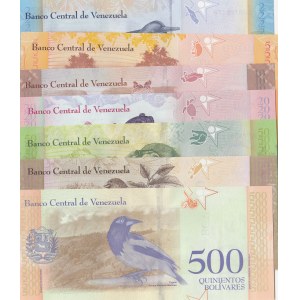Venezuela, 2 Bolivares, 5 Bolivares, 10 Bolivares, 20 Bolivares, 50 Bolivares, 100 Bolivares, 200 Bolivares and 500 Bolivares, 2012/2018, UNC, (Total 8 banknotes)