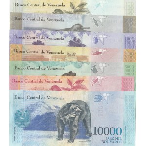 Venezuela, 100 Bolivares, 500 Bolivares, 1.000 Bolivares, 2.000 Bolivares, 5.000 Bolivares, 10.000 Bolivares and 20.000 Bolivares, 2016/2017, UNC, (Total 7 banknotes)