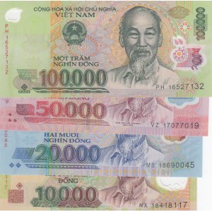 Vietnam, 10.00 Dong, 20.000 Dong, 50.000 Dong and 100.000 Dong, 2006/2012, UNC, p119, p120, p121, p122, (Total 4 banknotes)