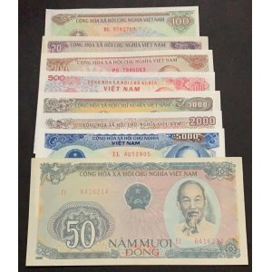 Vietnam, 20 Dong, 50 Dong, 100 Dong, 200 Dong, 500 Dong, 1000 Dong, 2000 Dong and 5000 Dong, 1985/1991, UNC, (Total 8 banknotes)
