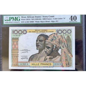 West African States, Ivory Coast, 1.000 Francs, 1959-65, XF, P103a1