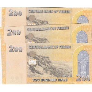 Yemen, 200 Rials, 2018, UNC, pNew, (Total 3 consecutive banknotes)