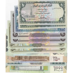 Yemen, 1 Rial (2), 10 Rials, 20 Rials (2), 50 Rials (2), 200 Rials, 250 Rials, 500 Rials and 1000 Rials, UNC, (Total 11 banknotes)