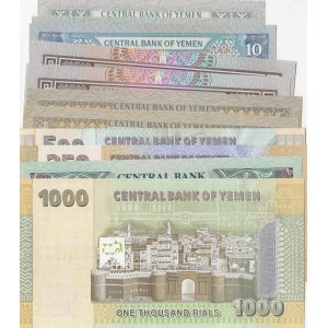 Yemen, 1 Rial (2), 10 Rials, 20 Rials (2), 50 Rials (2), 200 Rials, 250 Rials, 500 Rials and 1000 Rials, UNC, (Total 11 banknotes)
