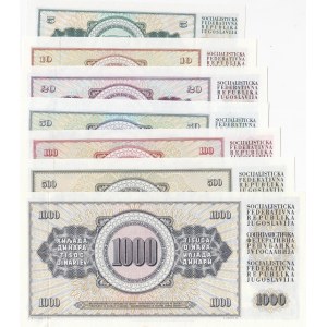 Yugoslavia, 5 Dinara, 10 Dinara, 20 Dinara, 50 Dinara, 100 Dinara, 500 Dinara and 1.000 Dinara, 1968/1986, UNC, p81, p87, p88, p89, p90c, 91c, p92a, (Total 7 banknotes)