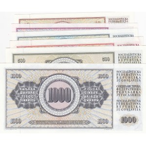 Yugoslavia, 10 Dinara, 20 Dinara, 50 Dinara, 100 Dinara, 500 Dinara and 1000 Dinara, 1965/1986, UNC, (Total 6 banknotes)