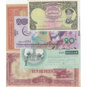 Mix Lot, Total 5 pcs of UNC banknote from different countries
