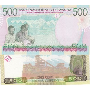 Mix Lot, Guinee 500 Francs, 1960, Unc and Rwanda, 500 Francs, 1998, Unc