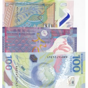 Mix Lot,  3 polymer banknotes from different countries