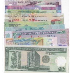 Mix Lot, POLIMER banknote set consisting of 10 banknotes of different countries, all in UNC condition