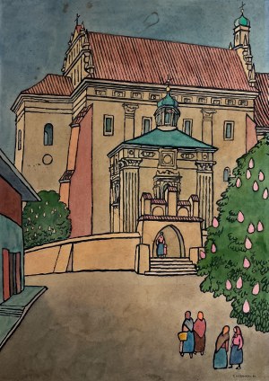 Stanisław HISZPAŃSKI (1904-1975), Fara w Kazimierzu Dolnym (1964)