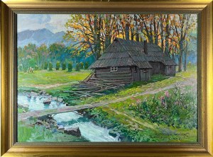 Leszek STAŃKO (1924 Sosnowiec - 2010 Katowice), Pejzaż z chatą