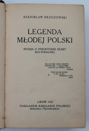 Brzozowski Stanisław, Legenda Młodej Polski, Lwów, 1910r.