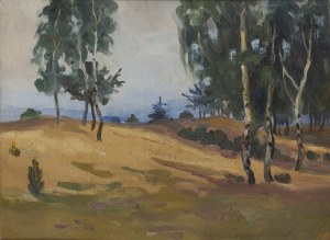 Wojciech Kossak (1856 Paryż - 1942 Kraków), Pejzaż z brzozami, 1926