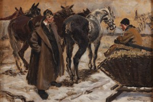 Zygmunt Józefczyk (1881 Kraków - 1966 ), Przy wozie, 1919