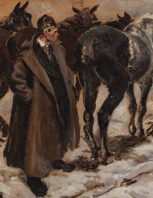 Zygmunt Józefczyk (1881 Kraków - 1966 ), Przy wozie, 1919