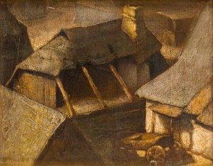 Bolesław Cybis (1895 Folwark Massandra na Krymie - 1957 Trenton (New Jersey, USA)), Wiejskie podwórko, 1925